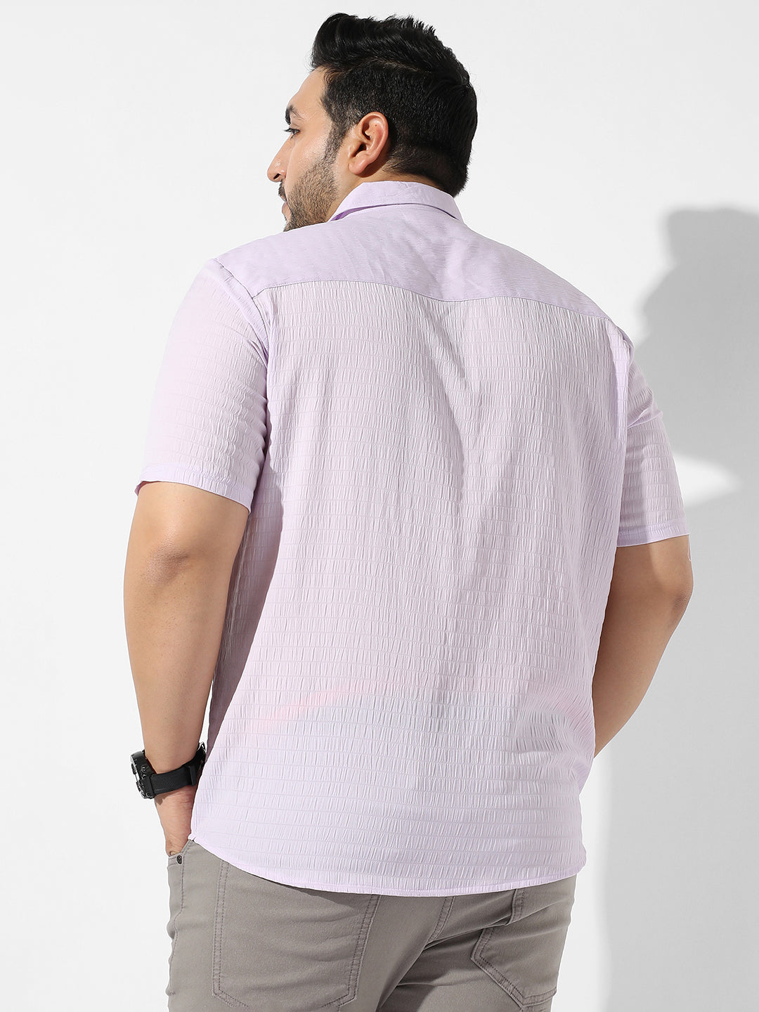 Lavender Textured Casual Shirt - Shop authentic Indian Men's Fashion by Instafab Plus