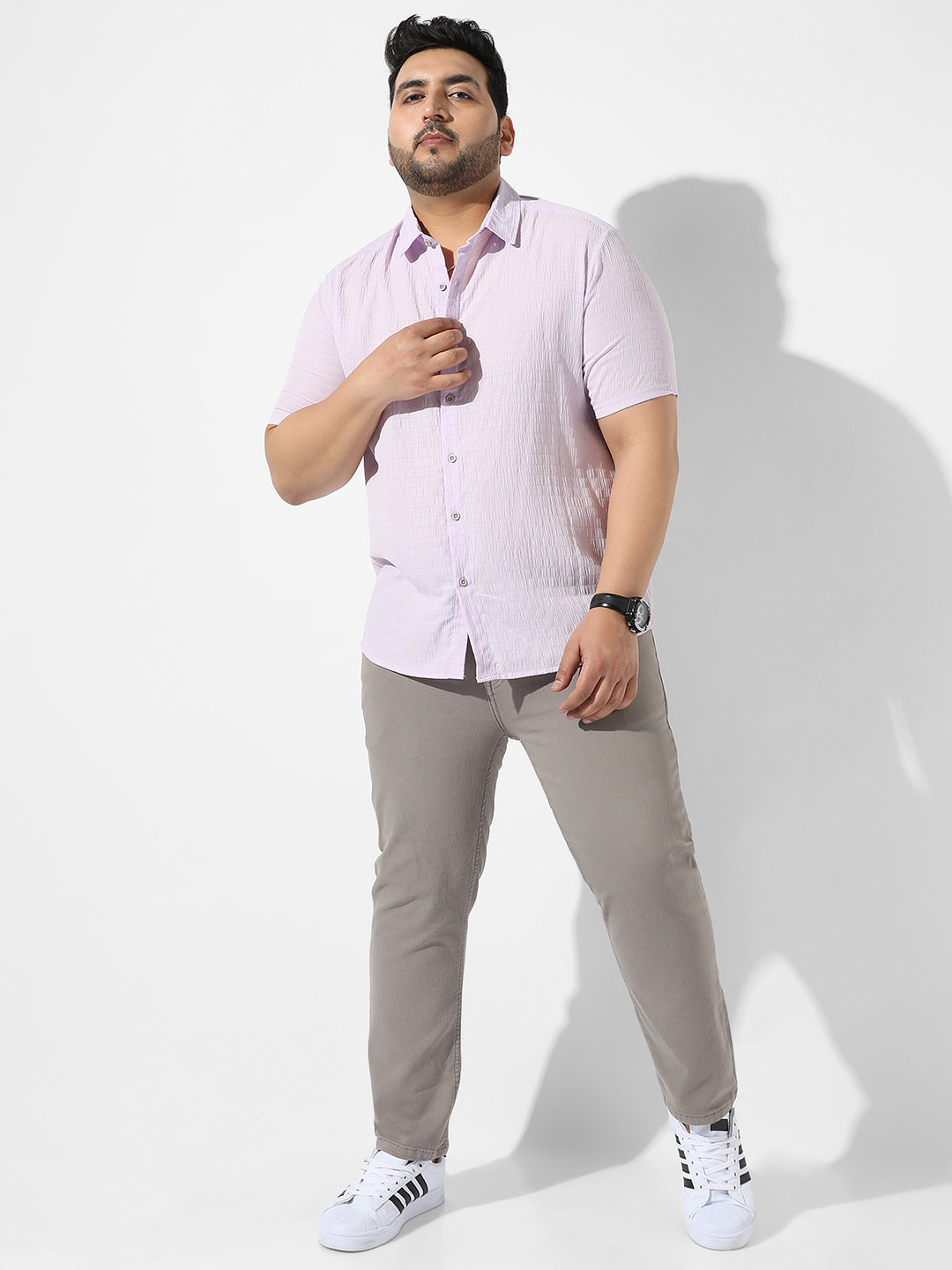 Lavender Textured Casual Shirt - Shop authentic Indian Men's Fashion by Instafab Plus