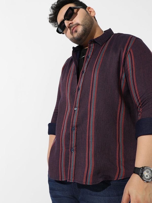 Maroon Striped Casual Shirt - Shop authentic Indian Men's Fashion by Instafab Plus