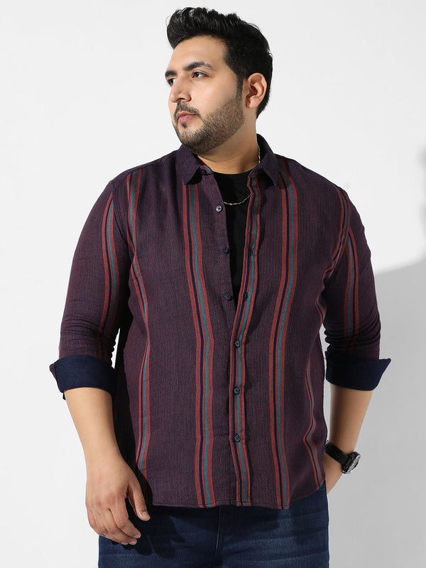Maroon Striped Casual Shirt - Shop authentic Indian Men's Fashion by Instafab Plus