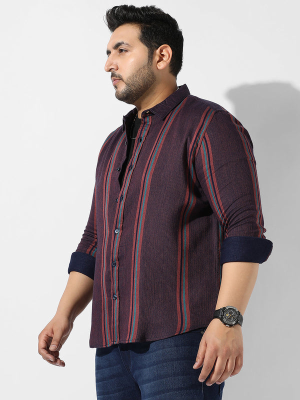 Maroon Striped Casual Shirt - Shop authentic Indian Men's Fashion by Instafab Plus