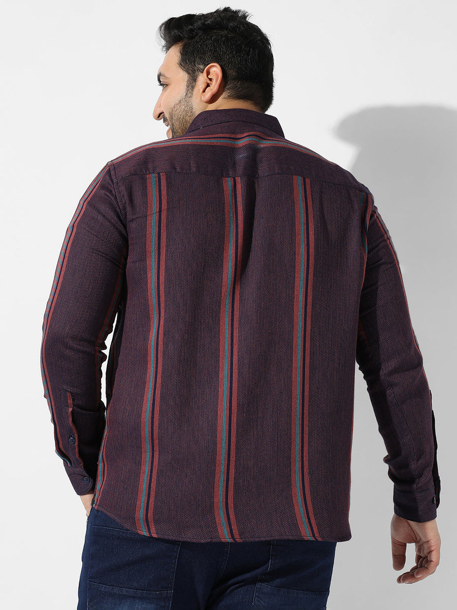 Maroon Striped Casual Shirt - Shop authentic Indian Men's Fashion by Instafab Plus