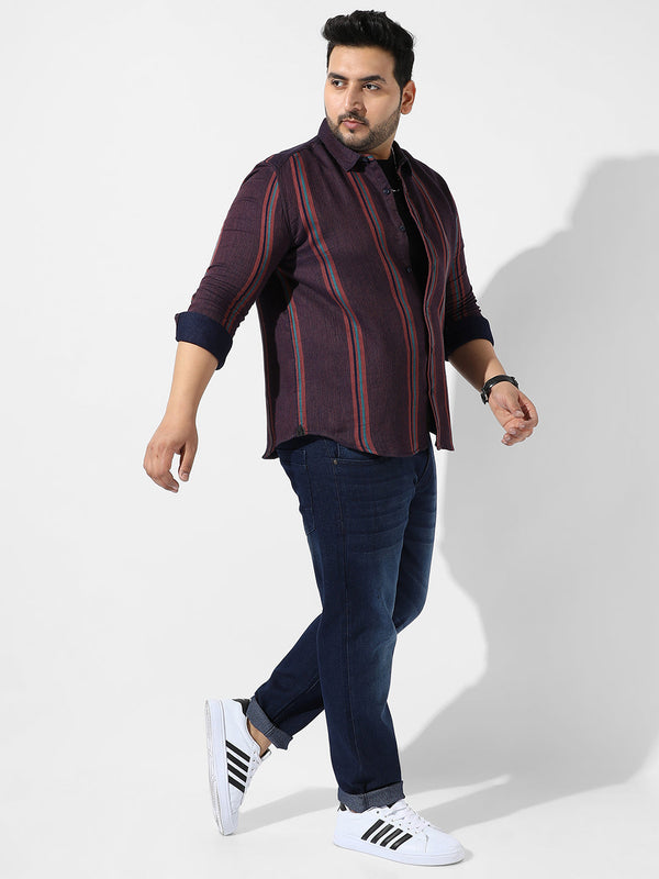 Maroon Striped Casual Shirt - Shop authentic Indian Men's Fashion by Instafab Plus