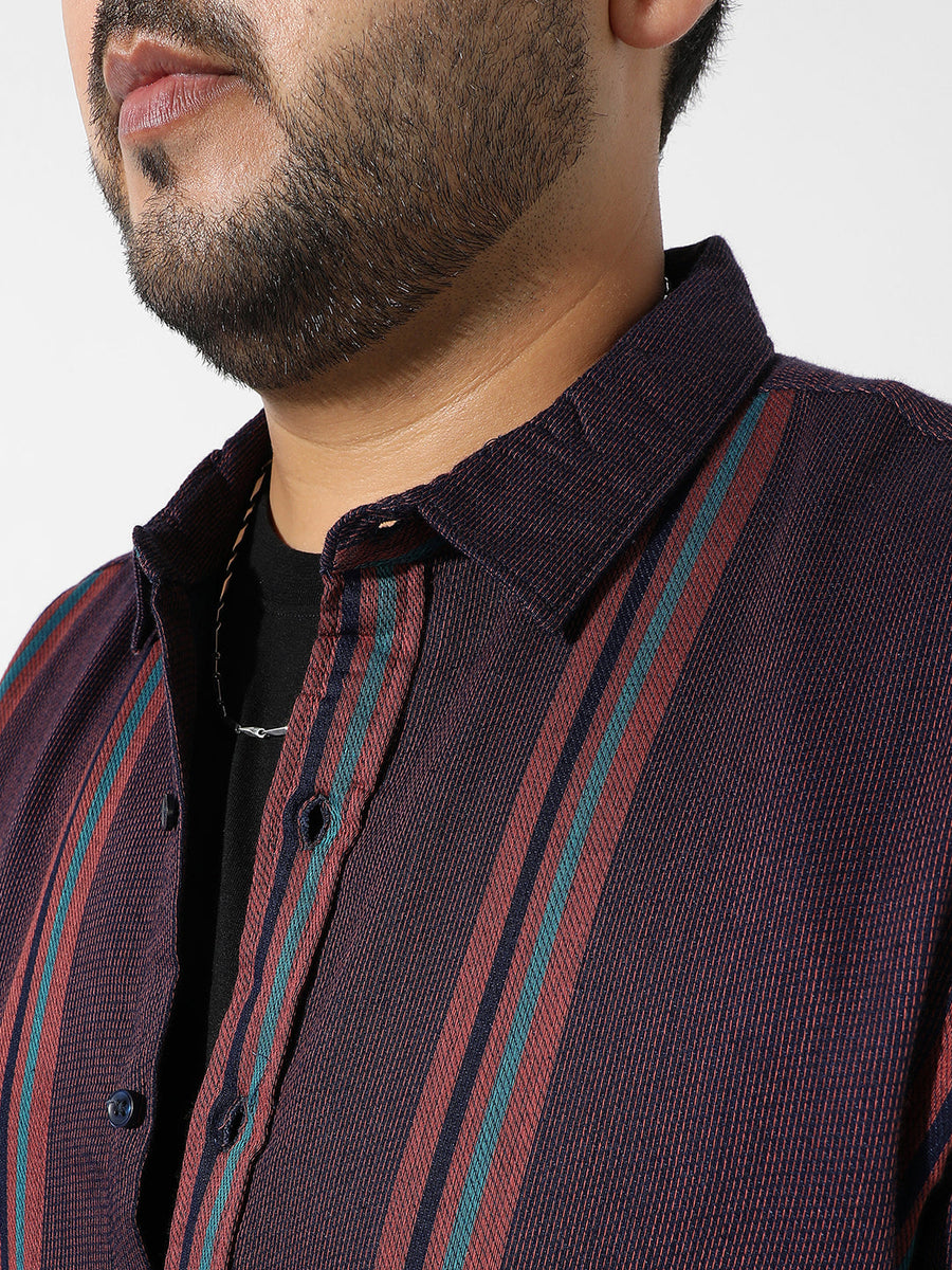 Maroon Striped Casual Shirt - Shop authentic Indian Men's Fashion by Instafab Plus