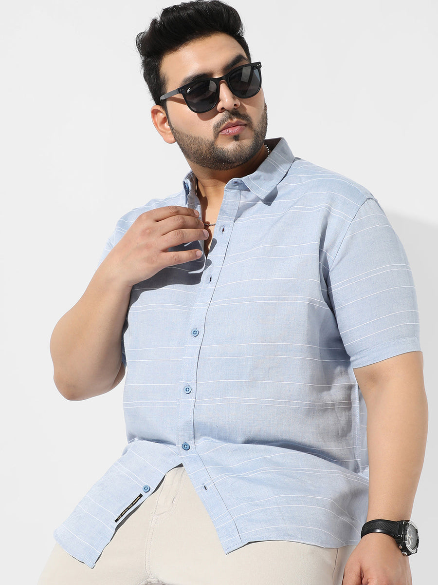 Light Blue Striped Casual Shirt - Shop authentic Indian Men's Fashion by Instafab Plus