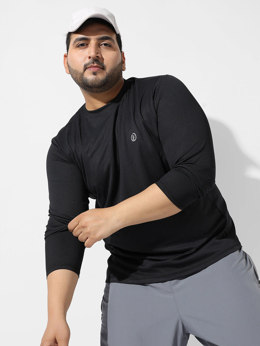 Solid Black Activewear T-Shirt - Shop authentic Indian Men's Fashion by Instafab Plus
