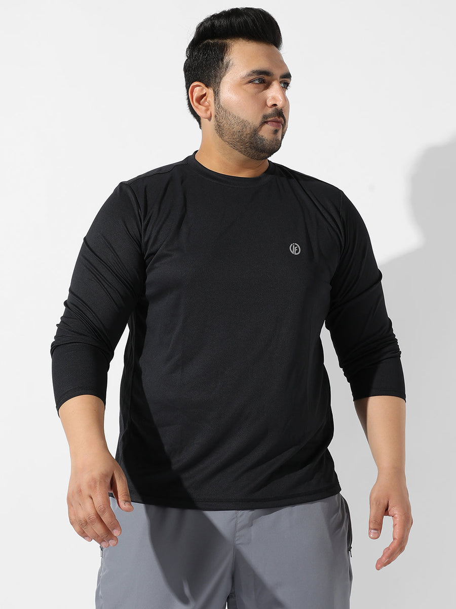 Solid Black Activewear T-Shirt - Shop authentic Indian Men's Fashion by Instafab Plus