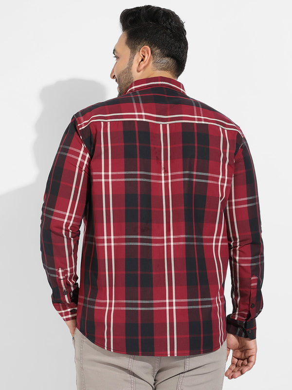 Plaid Red Cotton Shirt - Shop authentic Indian Men's Fashion by Instafab Plus