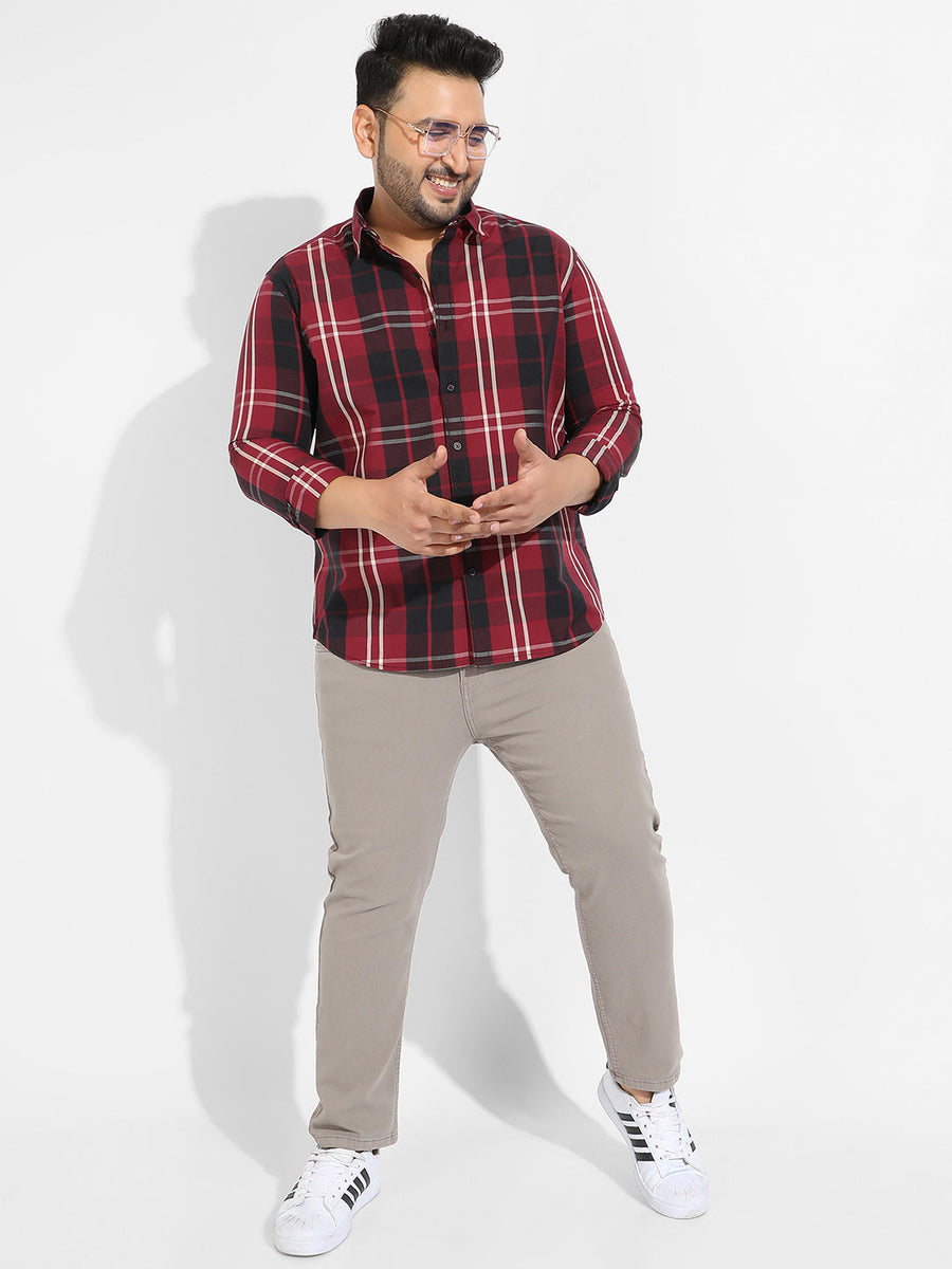 Plaid Red Cotton Shirt - Shop authentic Indian Men's Fashion by Instafab Plus