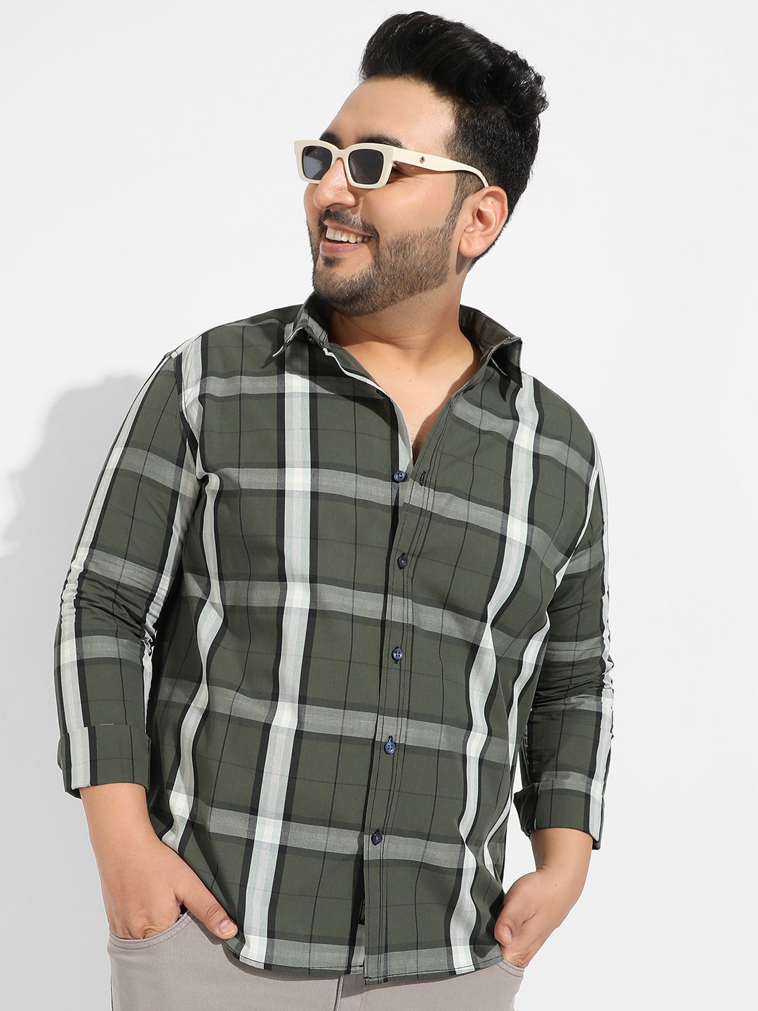 Tartan Plaid Dark Green Shirt - Shop authentic Indian Men's Fashion by Instafab Plus