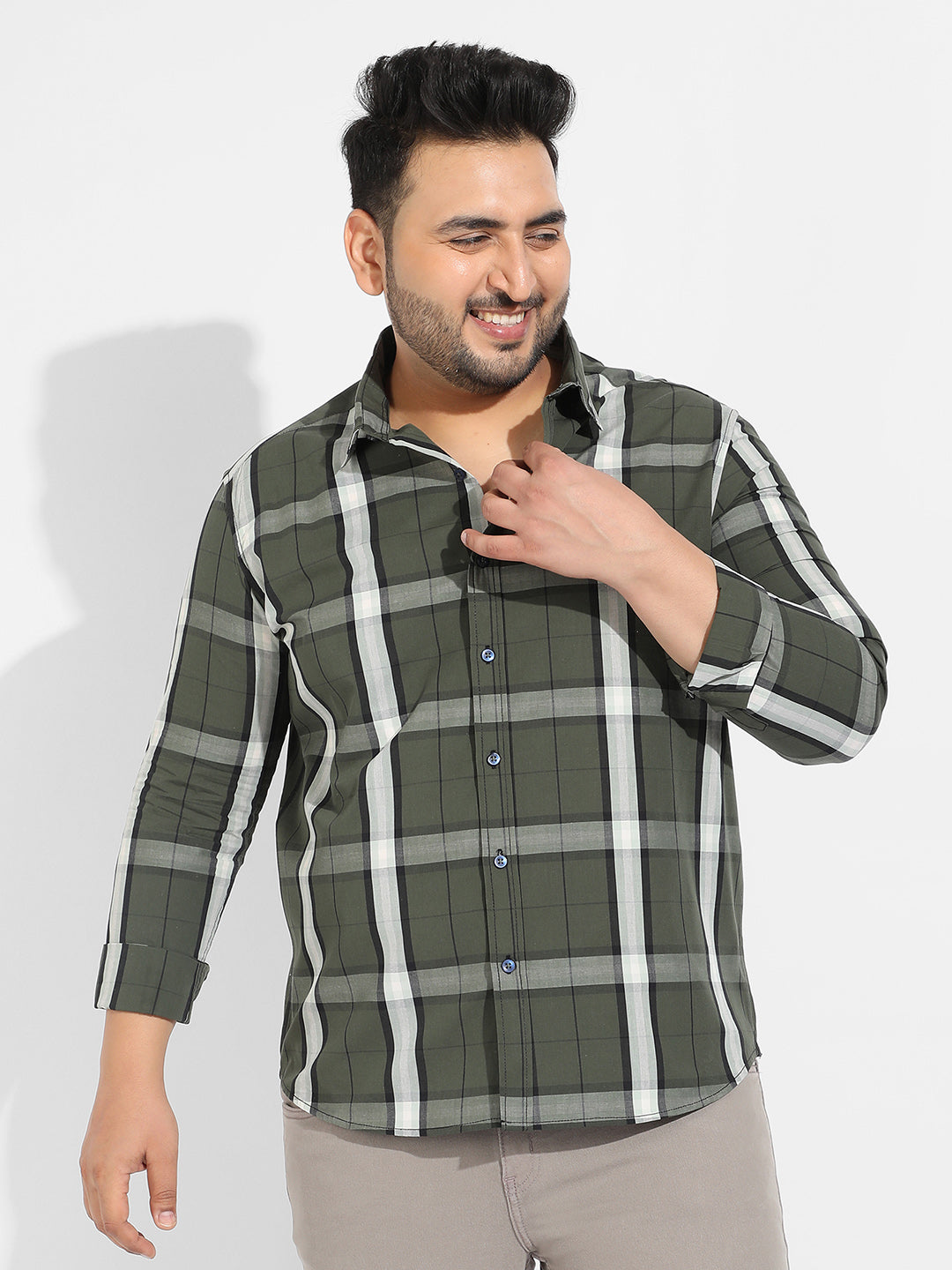 Tartan Plaid Dark Green Shirt - Shop authentic Indian Men's Fashion by Instafab Plus