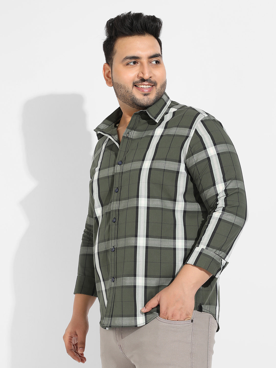 Tartan Plaid Dark Green Shirt - Shop authentic Indian Men's Fashion by Instafab Plus