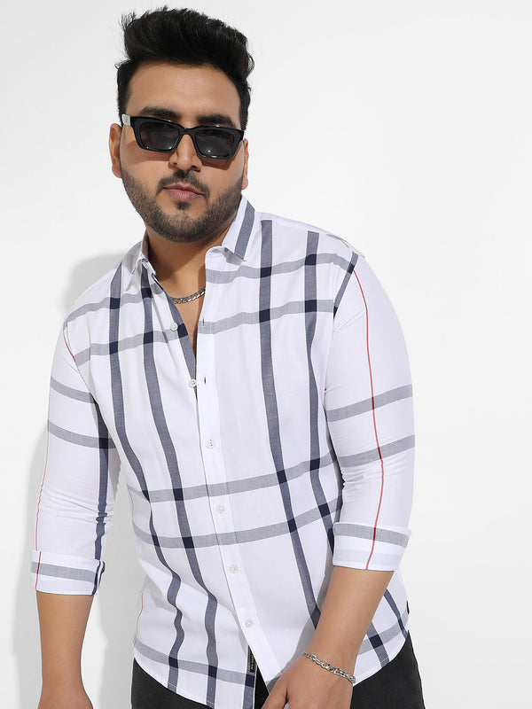 White Tartan Plaid Shirt - Shop authentic Indian Men's Fashion by Instafab Plus