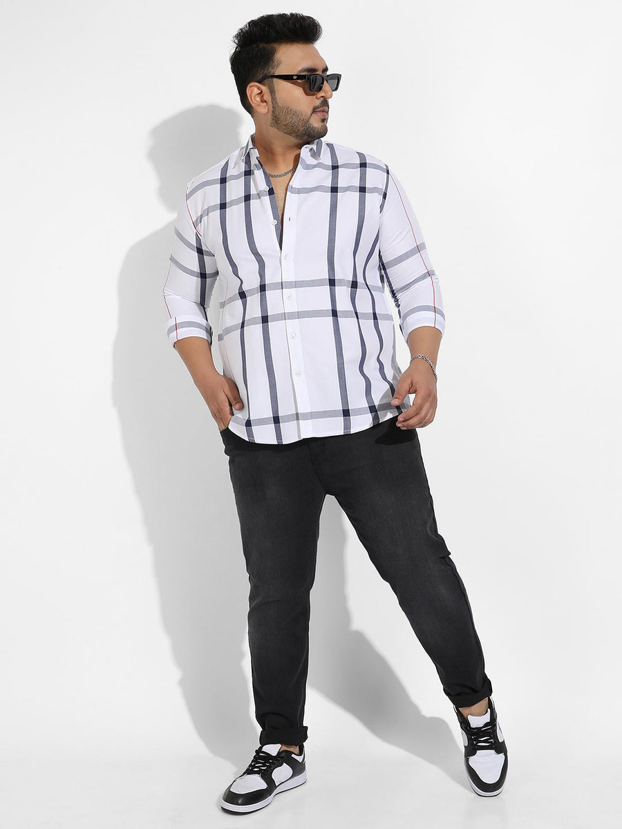 White Tartan Plaid Shirt - Shop authentic Indian Men's Fashion by Instafab Plus