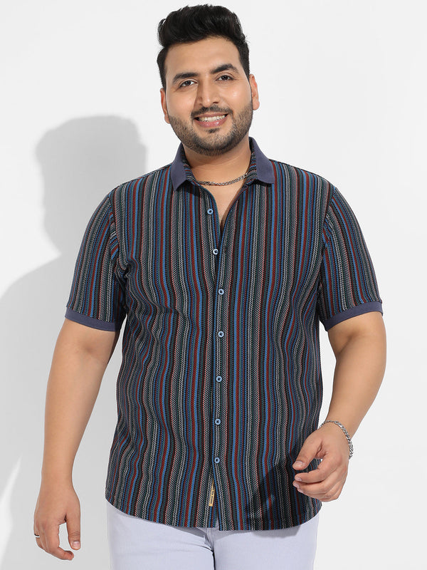 Multicolour Contrast Knitted Shirt - Shop authentic Indian Men's Fashion by Instafab Plus