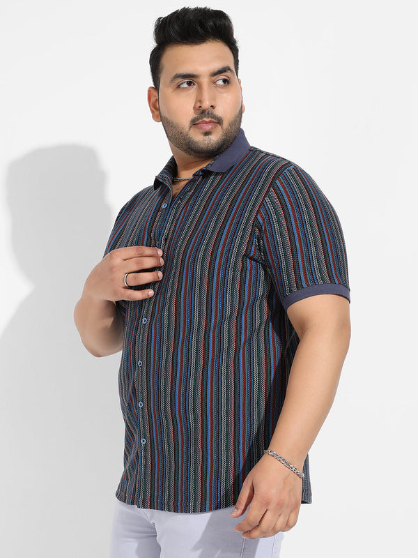 Multicolour Contrast Knitted Shirt - Shop authentic Indian Men's Fashion by Instafab Plus