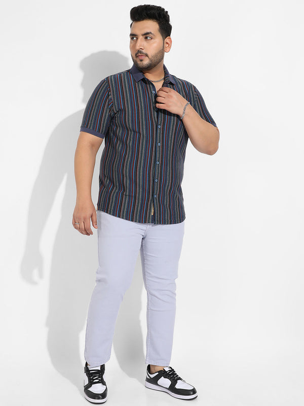 Multicolour Contrast Knitted Shirt - Shop authentic Indian Men's Fashion by Instafab Plus