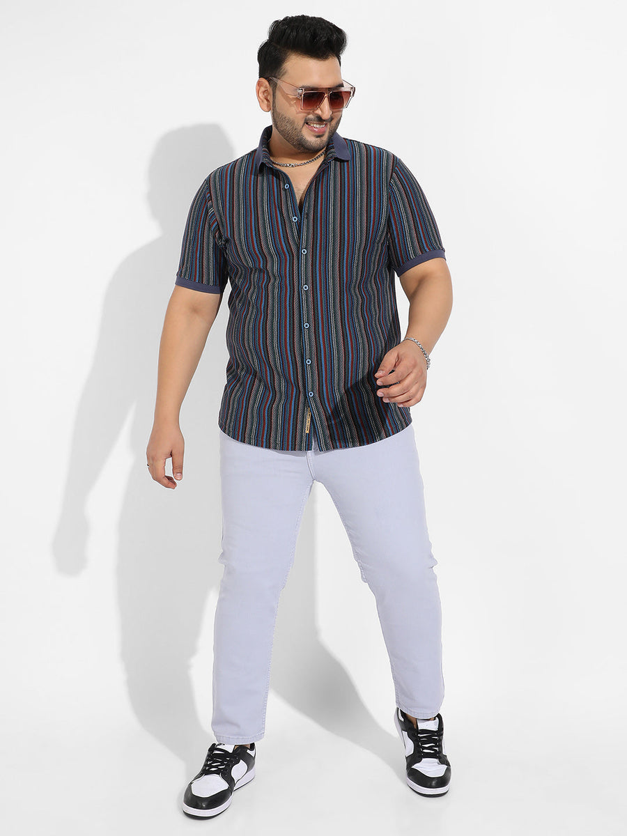 Multicolour Contrast Knitted Shirt - Shop authentic Indian Men's Fashion by Instafab Plus