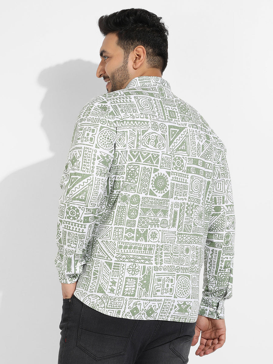 Sage Green Contrast Aztec Shirt - Shop authentic Indian Men's Fashion by Instafab Plus