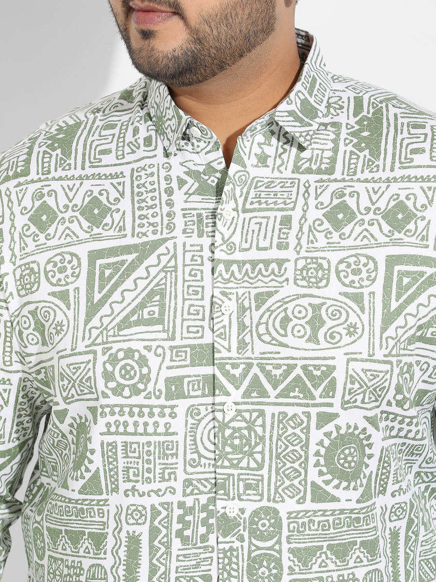Sage Green Contrast Aztec Shirt - Shop authentic Indian Men's Fashion by Instafab Plus