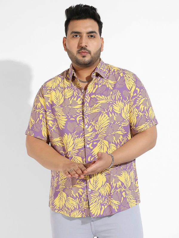 Lavender & Yellow Contrast Foliage Shirt - Shop authentic Indian Men's Fashion by Instafab Plus