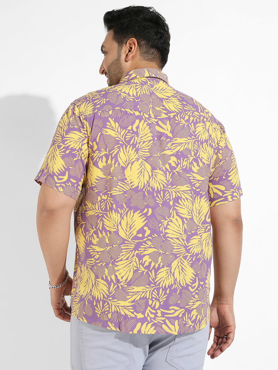 Lavender & Yellow Contrast Foliage Shirt - Shop authentic Indian Men's Fashion by Instafab Plus