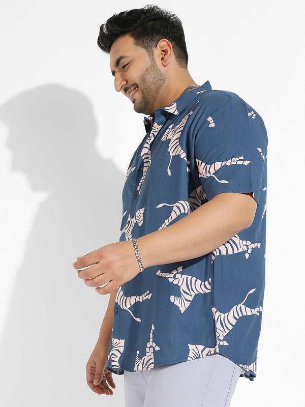 Blue Contrast Zebra Shirt - Shop authentic Indian Men's Fashion by Instafab Plus