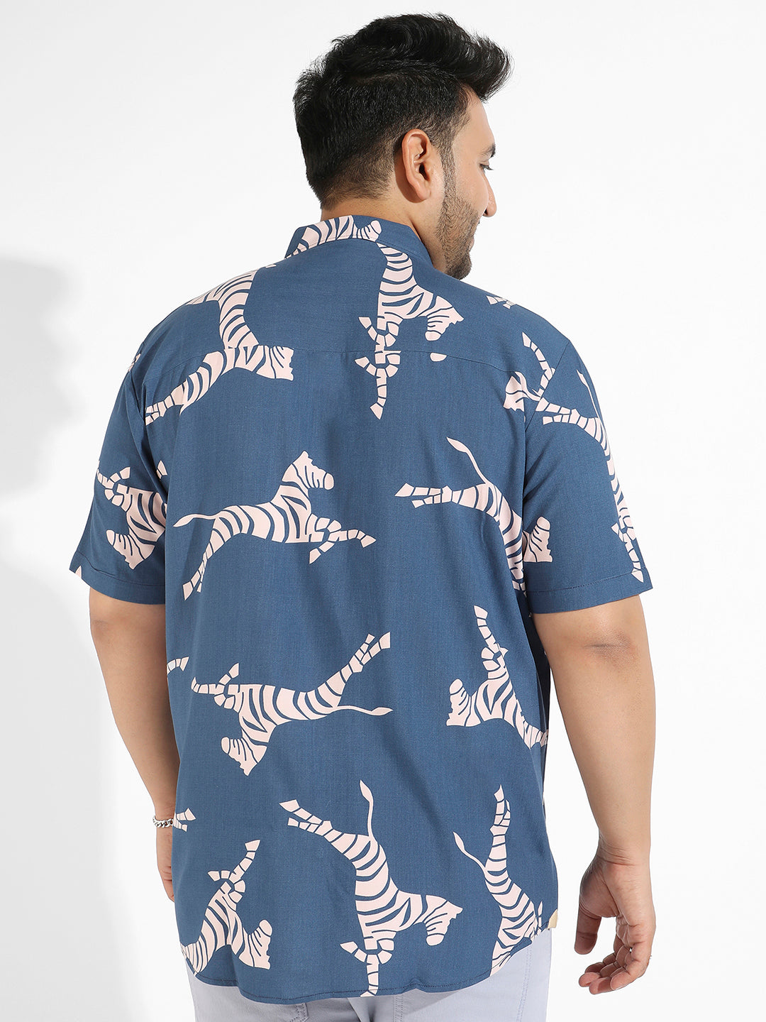 Blue Contrast Zebra Shirt - Shop authentic Indian Men's Fashion by Instafab Plus