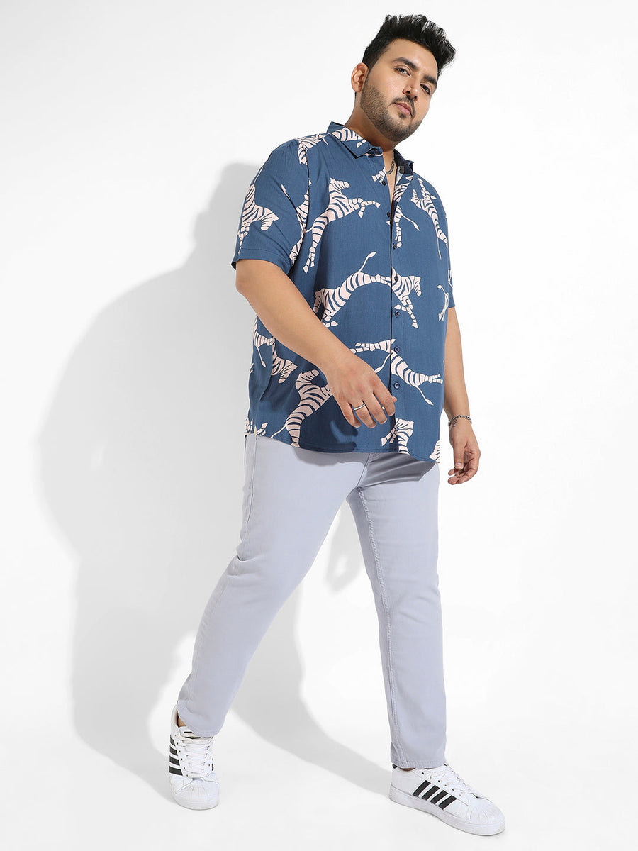 Blue Contrast Zebra Shirt - Shop authentic Indian Men's Fashion by Instafab Plus