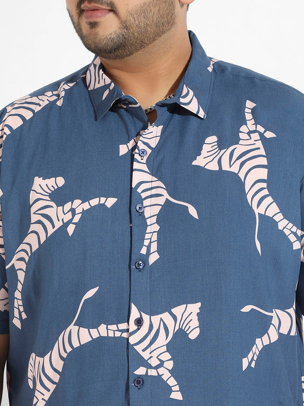 Blue Contrast Zebra Shirt - Shop authentic Indian Men's Fashion by Instafab Plus