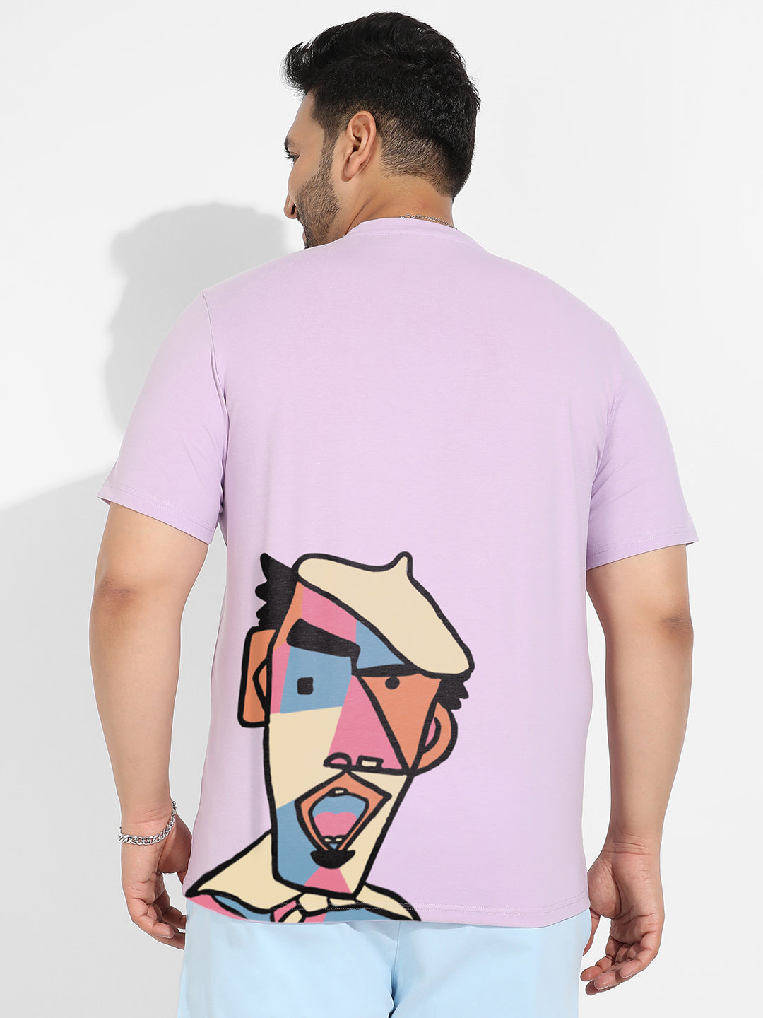 Lilac Abstract Face T-Shirt - Shop authentic Indian Men's Fashion by Instafab Plus