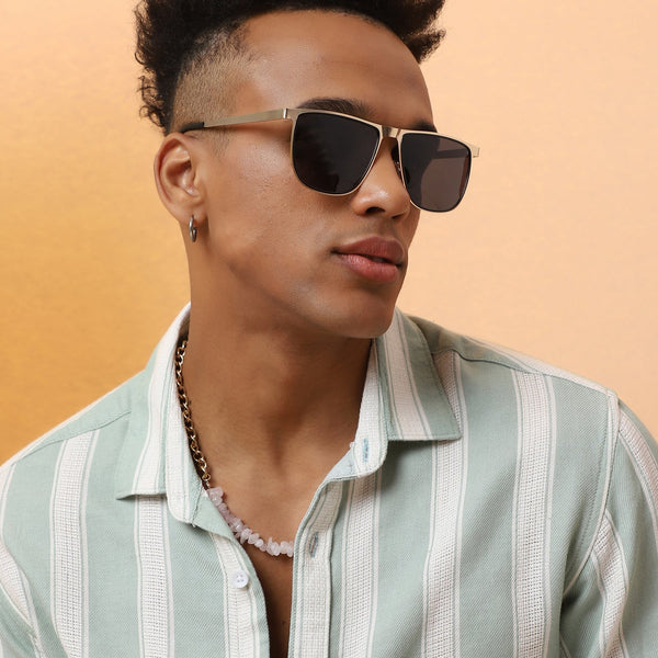 Solid Wayfarer Sunglasses - Gold - Shop authentic Indian Men's Fashion by French Accent