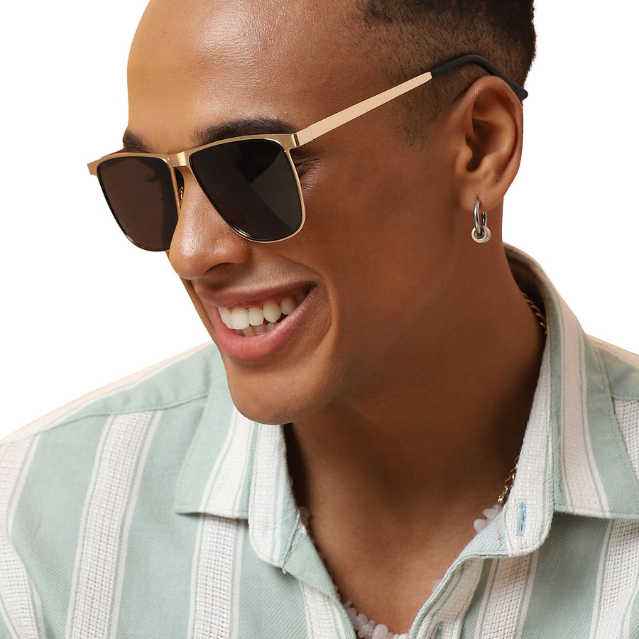 Solid Wayfarer Sunglasses - Gold - Shop authentic Indian Men's Fashion by French Accent