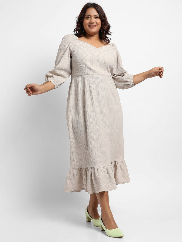 Greige Ruffle Hem Dress - Shop authentic Indian Women's Fashion by Instafab Plus