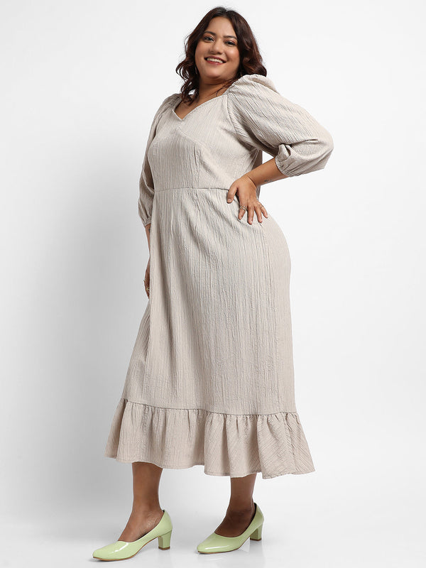 Greige Ruffle Hem Dress - Shop authentic Indian Women's Fashion by Instafab Plus