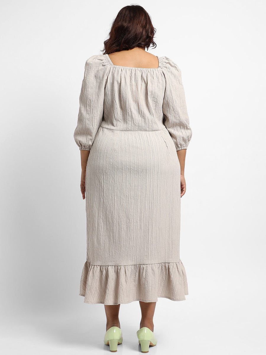 Greige Ruffle Hem Dress - Shop authentic Indian Women's Fashion by Instafab Plus