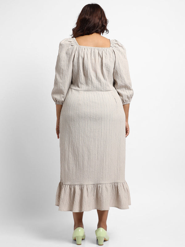 Greige Ruffle Hem Dress - Shop authentic Indian Women's Fashion by Instafab Plus