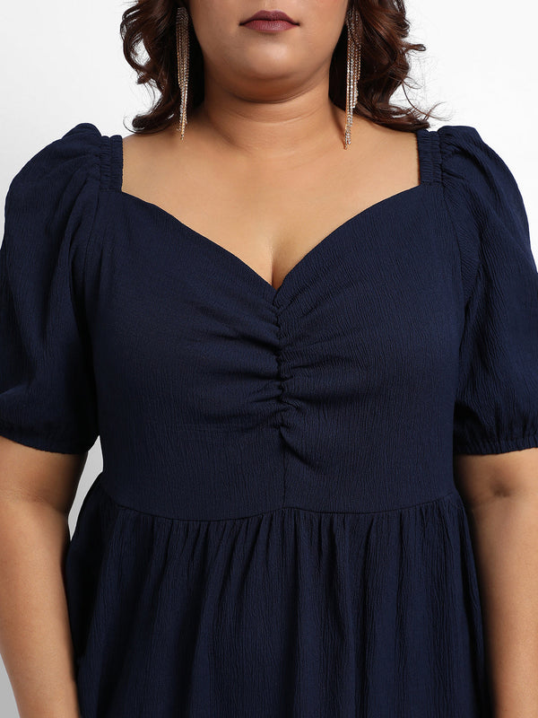 Midnight Blue Three-Tier Dress - Shop authentic Indian Women's Fashion by Instafab Plus