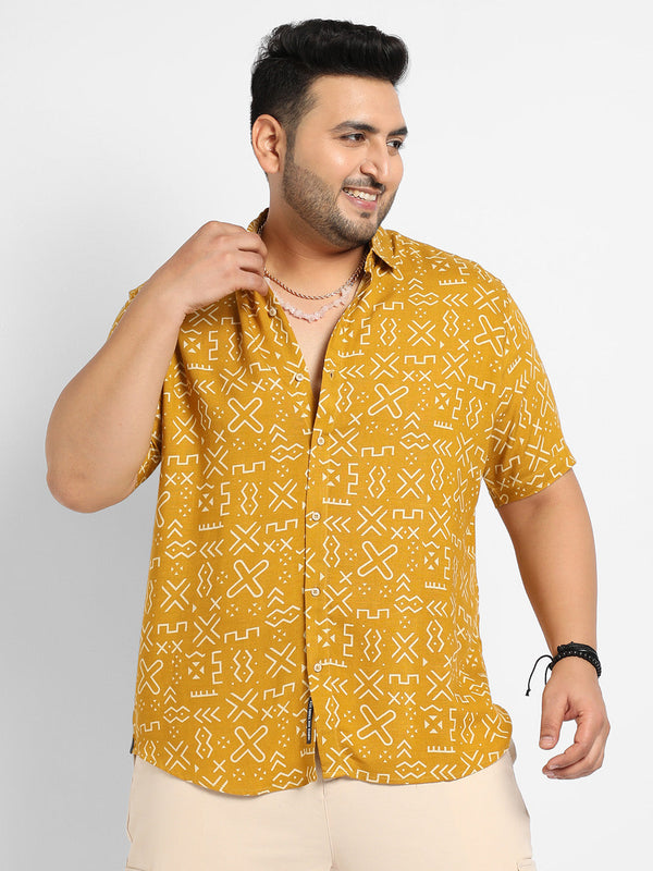 Mustard Yellow Minimal Aztec Shirt - Shop authentic Indian Men's Fashion by Instafab Plus