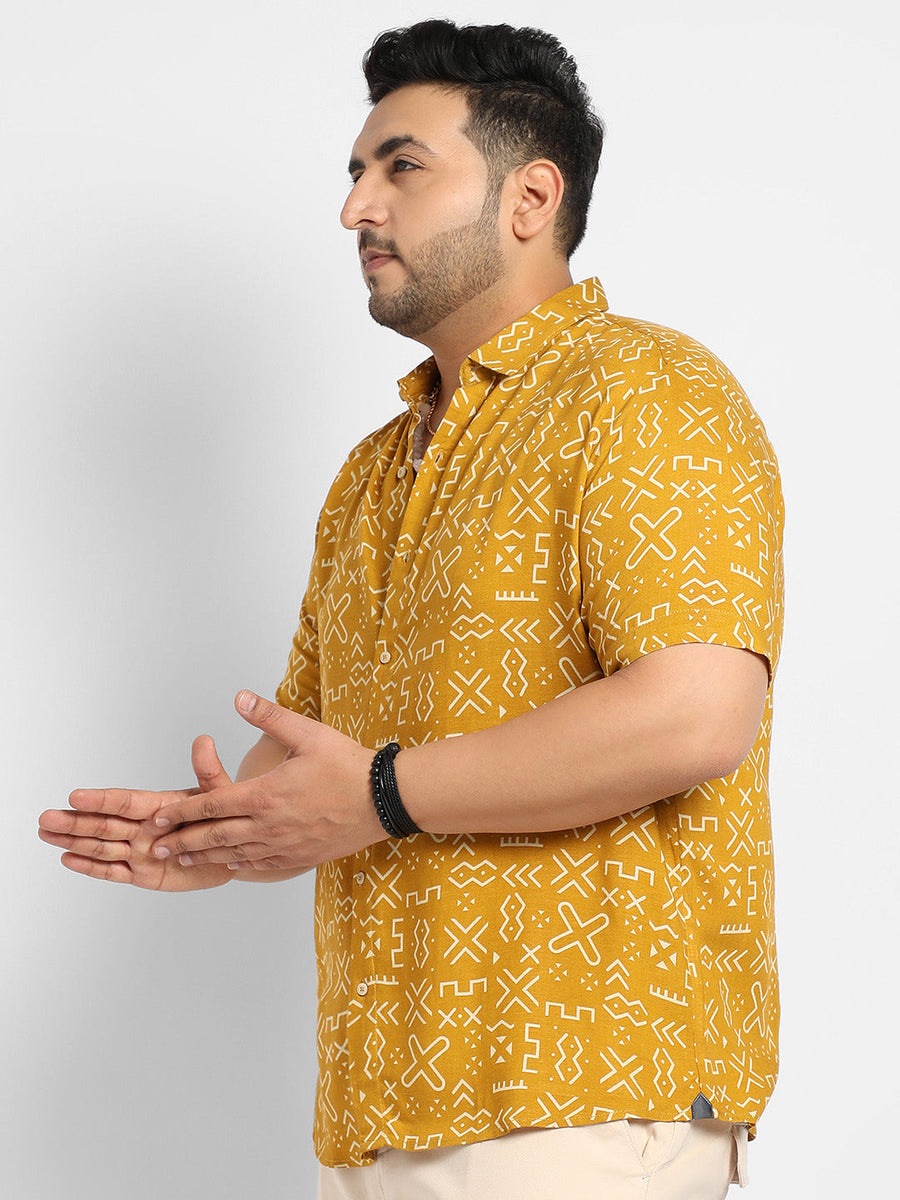 Mustard Yellow Minimal Aztec Shirt - Shop authentic Indian Men's Fashion by Instafab Plus