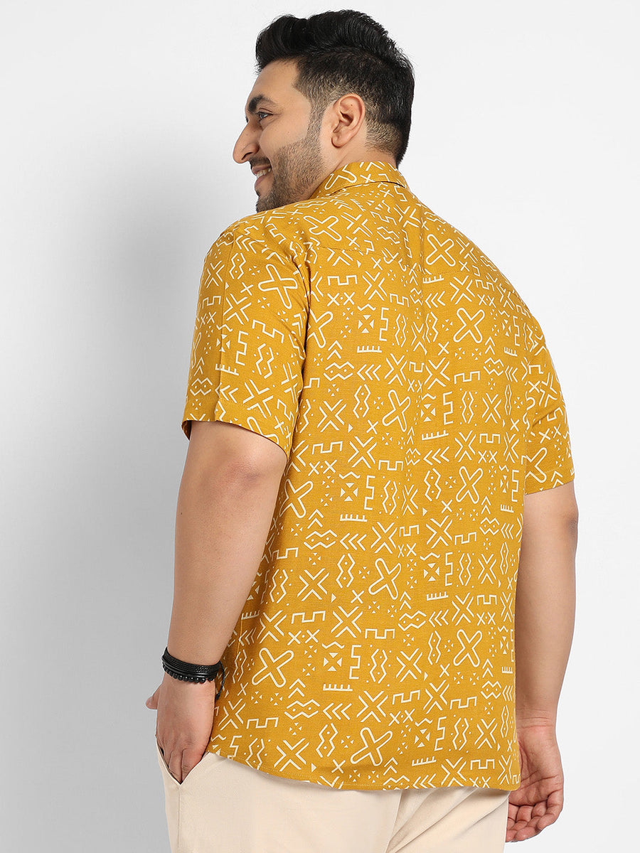 Mustard Yellow Minimal Aztec Shirt - Shop authentic Indian Men's Fashion by Instafab Plus