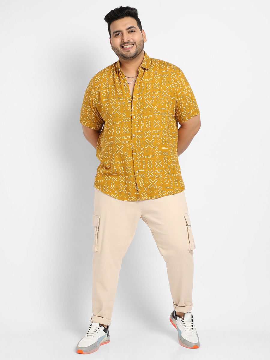 Mustard Yellow Minimal Aztec Shirt - Shop authentic Indian Men's Fashion by Instafab Plus