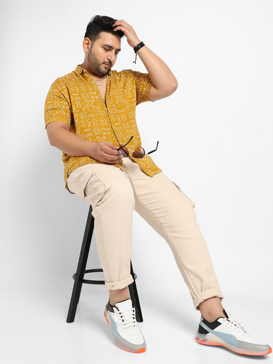 Mustard Yellow Minimal Aztec Shirt - Shop authentic Indian Men's Fashion by Instafab Plus