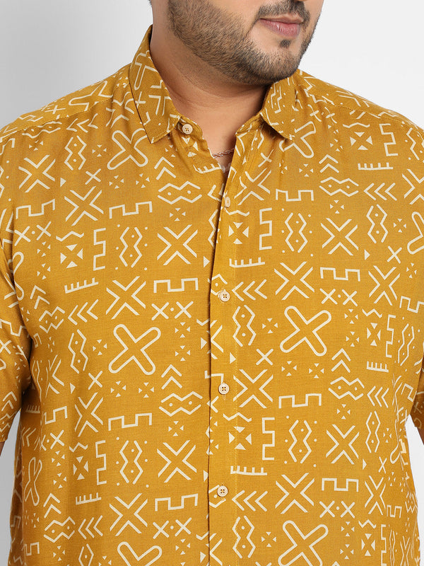 Mustard Yellow Minimal Aztec Shirt - Shop authentic Indian Men's Fashion by Instafab Plus