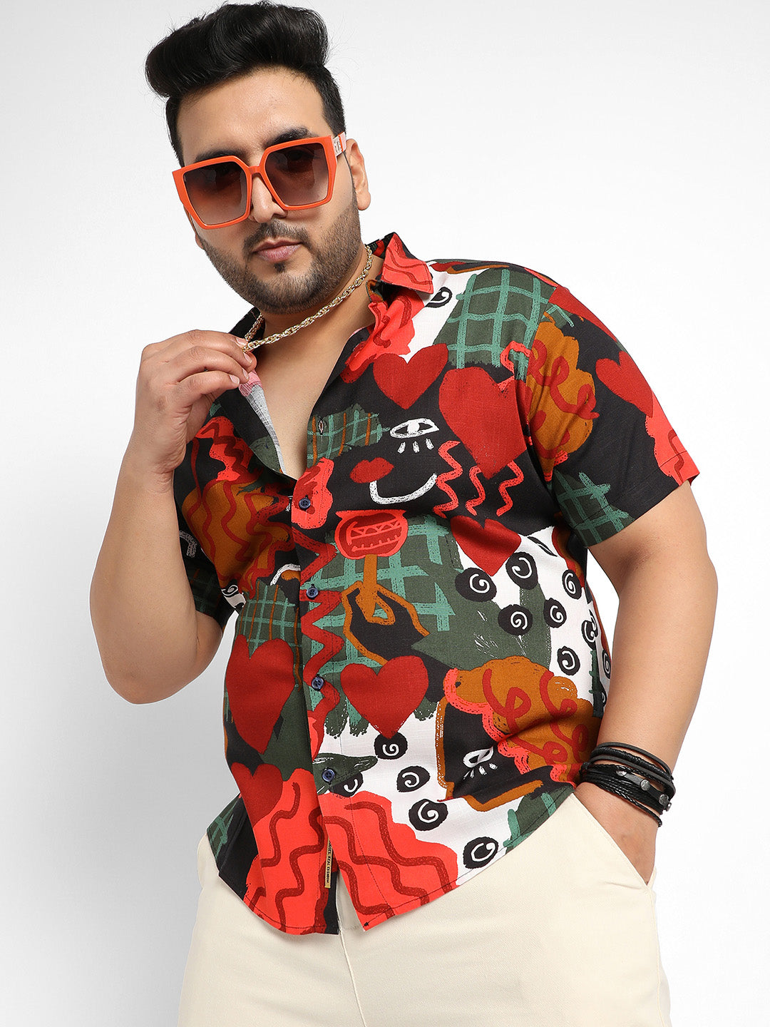 Red Artistic Romance Shirt - Shop authentic Indian Men's Fashion by Instafab Plus