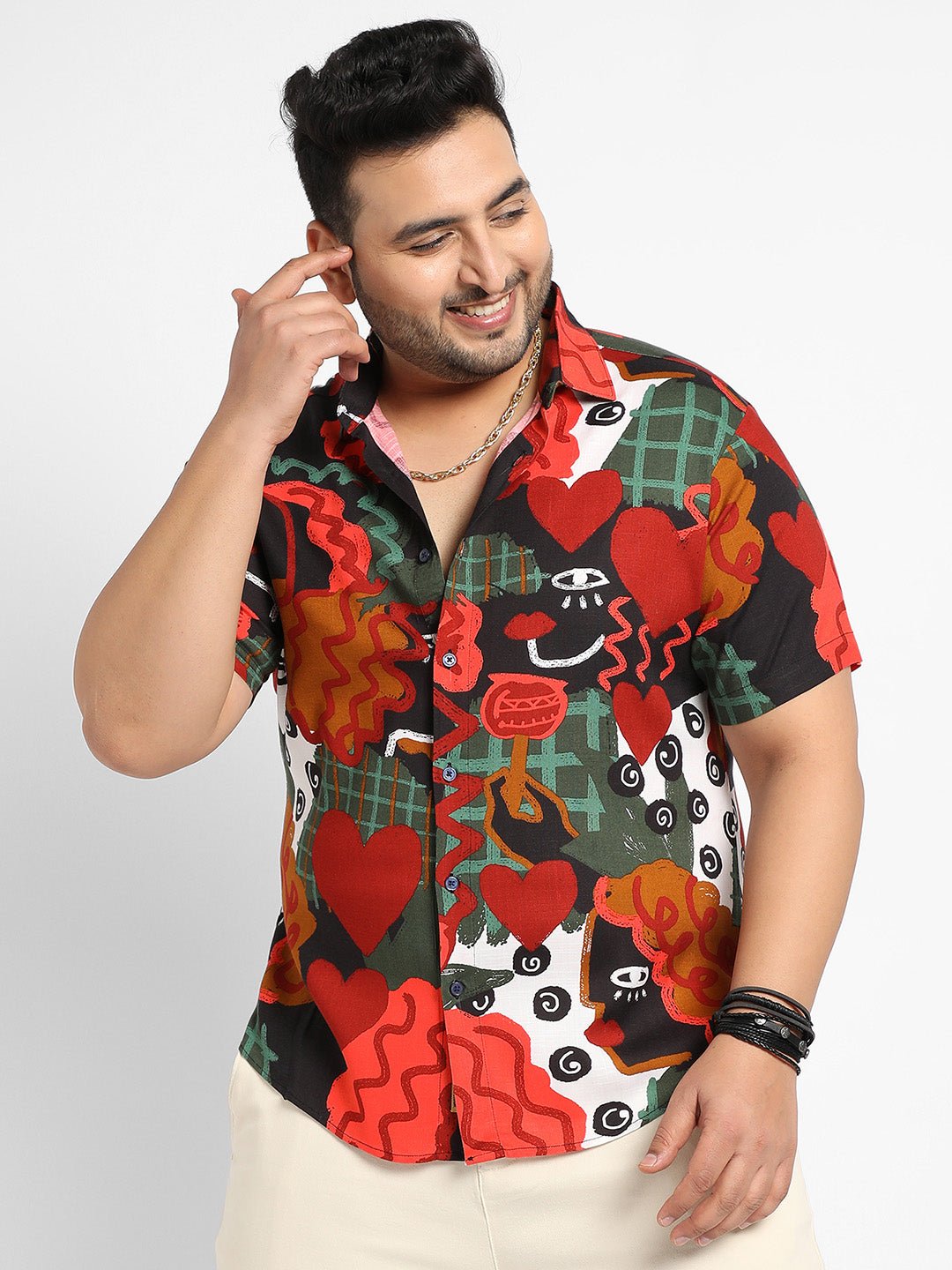 Red Artistic Romance Shirt - Shop authentic Indian Men's Fashion by Instafab Plus