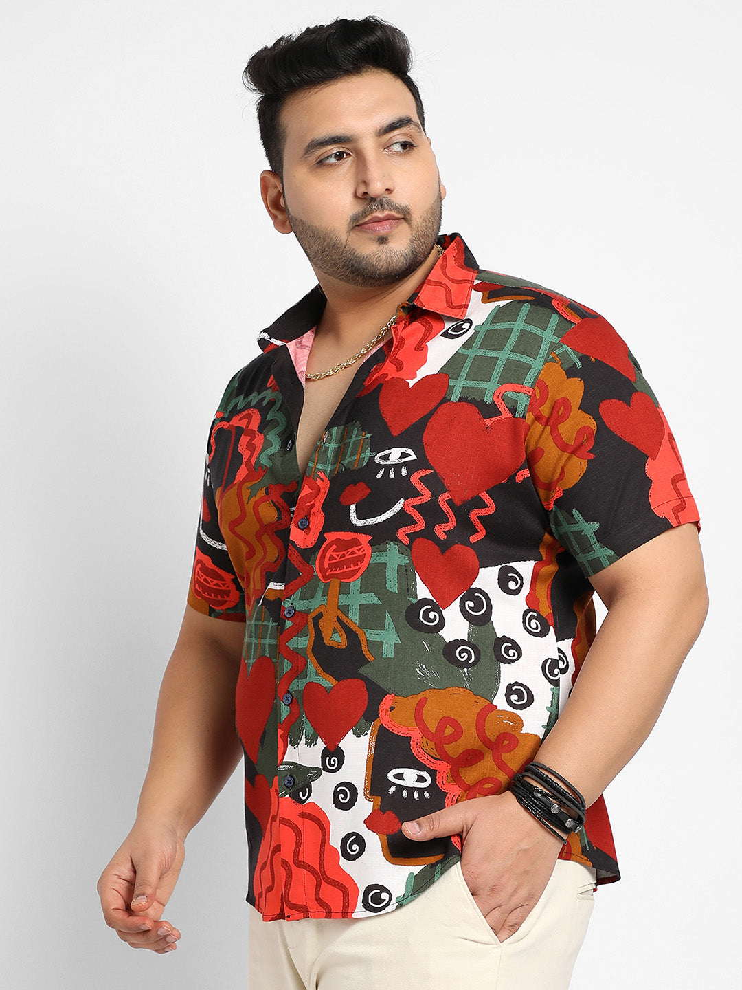 Red Artistic Romance Shirt - Shop authentic Indian Men's Fashion by Instafab Plus