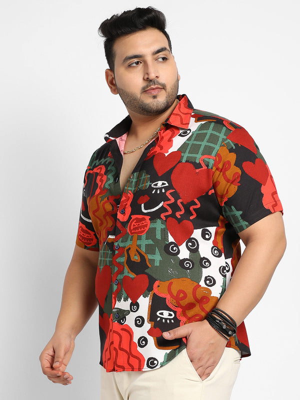 Red Artistic Romance Shirt - Shop authentic Indian Men's Fashion by Instafab Plus