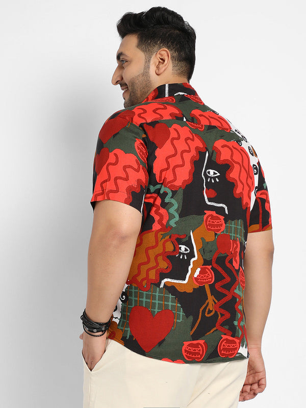 Red Artistic Romance Shirt - Shop authentic Indian Men's Fashion by Instafab Plus