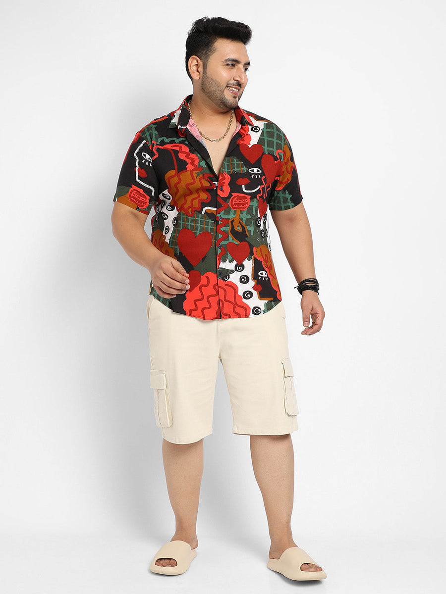 Red Artistic Romance Shirt - Shop authentic Indian Men's Fashion by Instafab Plus